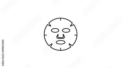 A simple line drawing of a face mask is shown on a white background.