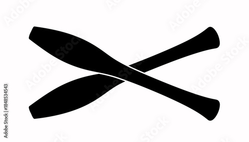 Silhouette illustration of two juggling clubs crossed over each other on a white background.