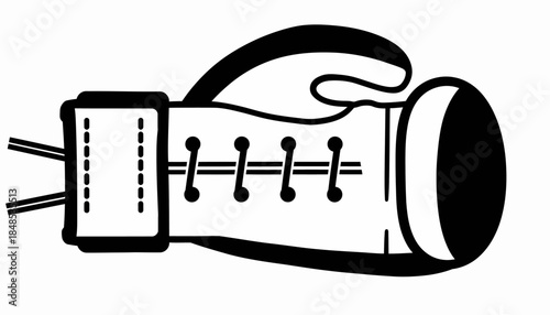 Black and white illustration of a boxing glove, symbolizing combat sports and athletic competition.
