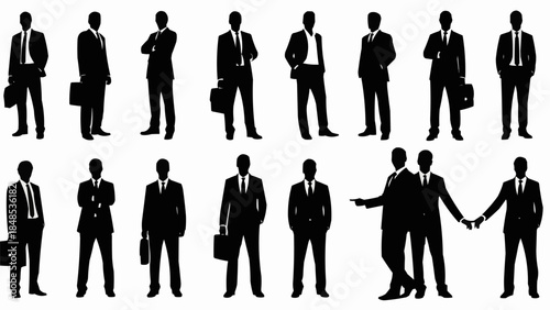 Collection of Businessmen Silhouettes in Various Poses.