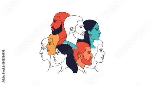 Diverse Group of People Profiles in Flat Vector Illustration