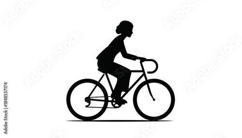Silhouette of a woman riding a bicycle, depicting healthy lifestyle and outdoor activity.