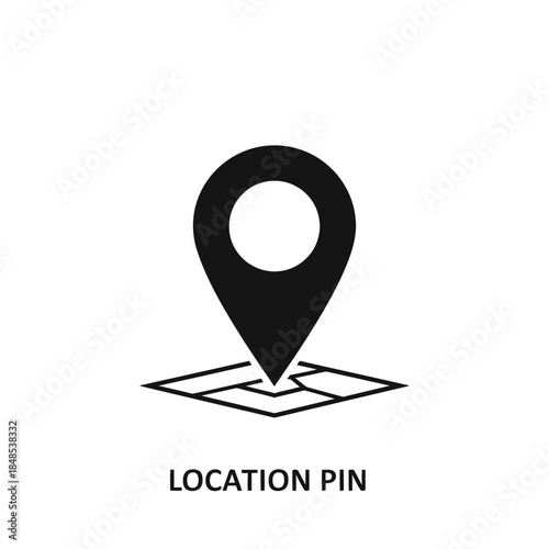Modern location pin symbol on abstract map grid for navigation apps and travel services, clean design for digital use