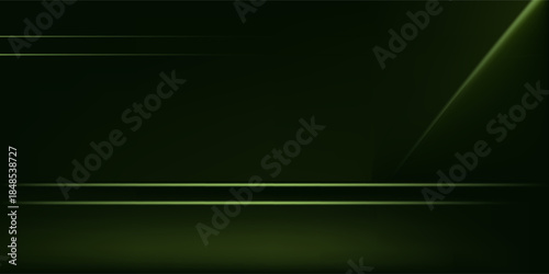 Empty Black and Green studio room background Space for selling products, backdrop, wallpaper, background, text. Empty Room Studio with table.