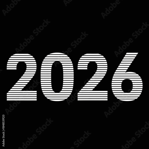 Bold modern numeral design for the year 2026, perfect for futuristic branding and contemporary event promotions