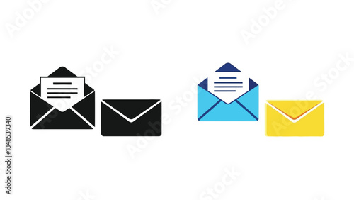 Colorful email icons representing communication and digital correspondence in a simple design