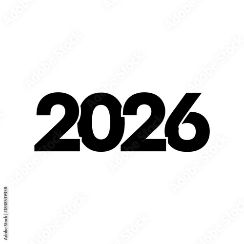 Bold modern typography boldly announces the upcoming year 2026, perfect for future planning and impactful announcements