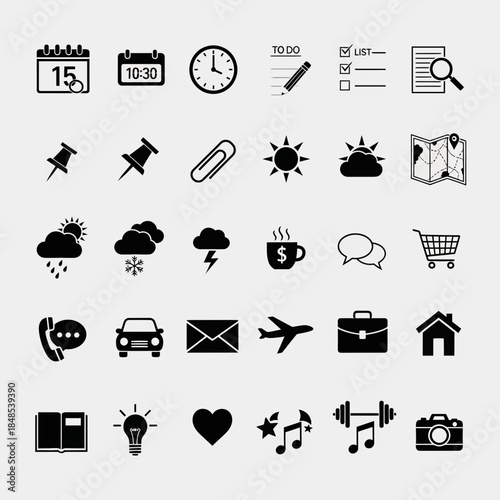 Dynamic icon set for modern designs, perfect for websites and mobile apps, offering a clean, scalable look for any project, originally created as vector art