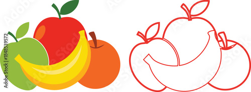 Colorful illustration of various fruits