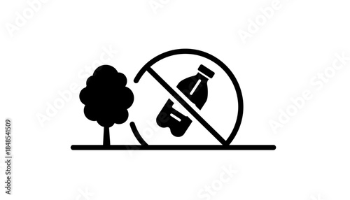 No plastic bottles allowed in park area, environmental protection concept.