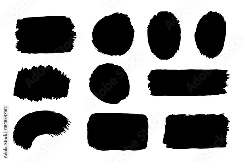 Black Brushstroke Clipart Set – Grunge Ink Texture Elements for Designers