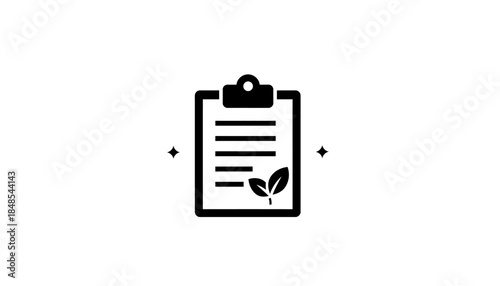 Ecological Report Clipboard Icon with Leaf Symbol for Environmental Assessment and Sustainable Practices.