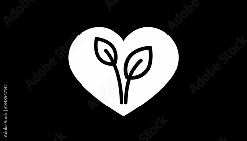 Heart with growing plant inside, symbolizing love for nature and environmental care.