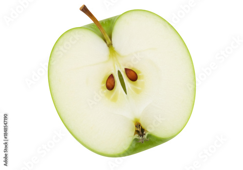 Εκτύπωση καμβά Half of a green apple isolated PNG on transparent background, fresh fruit cut op