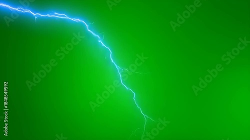 Lightning power overlay on green screen, Electric lightning, Animated bolt strikes, lightning storm, blue light force effect, Blue Lightning flash Thunderbolt isolated on green screen background