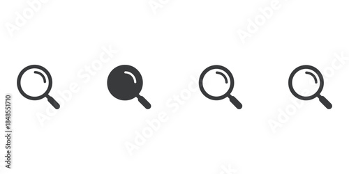 Magnifying glass icons in outline and solid styles search research