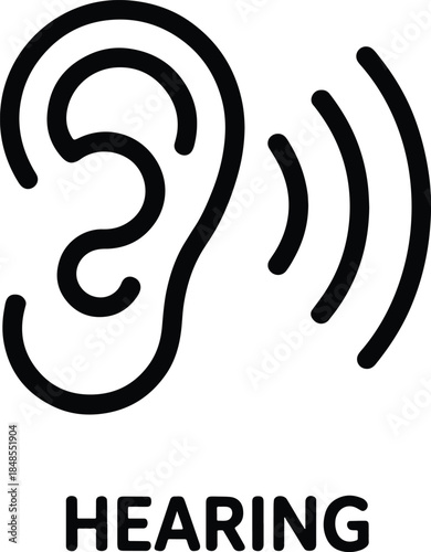 Hearing icon with sound waves minimal art