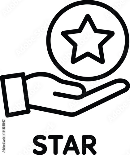 Hand holding star icon achievement reward