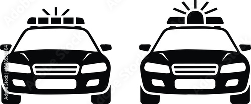 police patrol car front view siren light icon vector