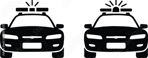 police vehicle icon front emergency lights simple vector