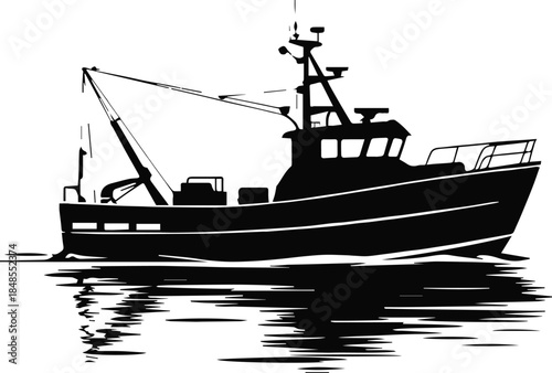 boat nautical vessel silhouette showing radar antennas and boom