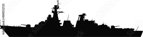 warship side view military vessel radar antennas art