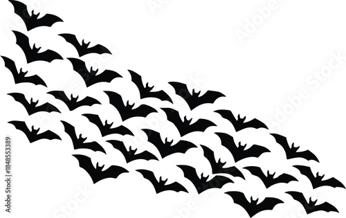 bat decorative triangular arrangement of flying silhouettes vector