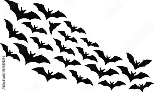 bat swarm of silhouetted wings in triangular pattern vector