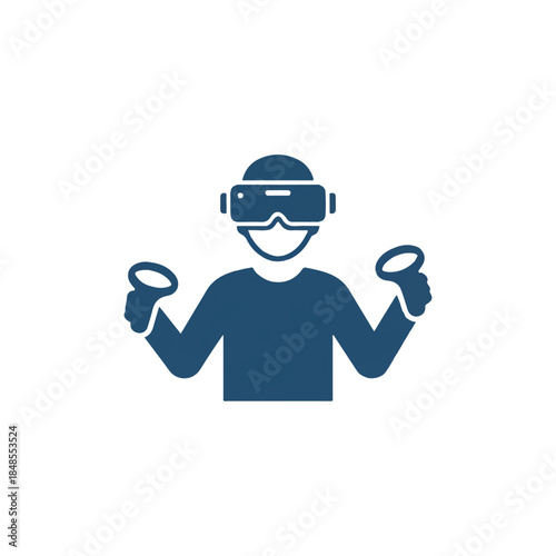Person wearing VR headset and holding controllers for immersive digital experiences