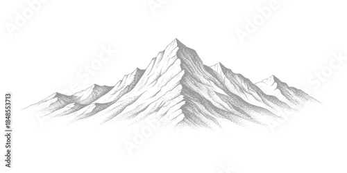 Sketch of a majestic mountain range featuring a prominent central peak