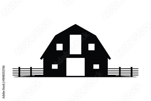 barn icon rural farm building with windows and door