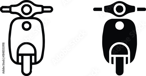 scooter transport symbol black and outline icons for interface