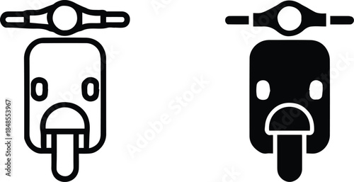 scooter front view icon pair minimal vector for signage and app