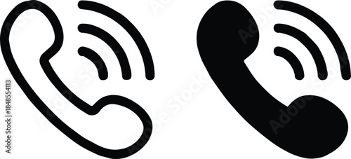 phone handset vector illustration with audio waves and icon