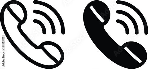 phone icon outline and solid handset call symbol for ui