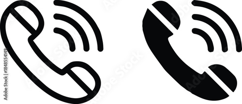 phone icon handset with sound waves for user interface design