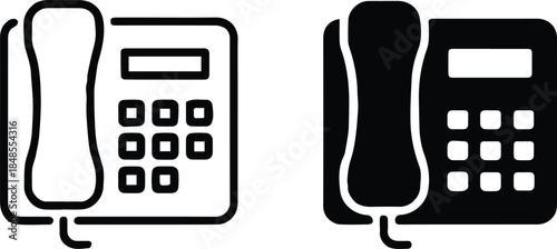 telephone icon set outlined and filled landline phone vector