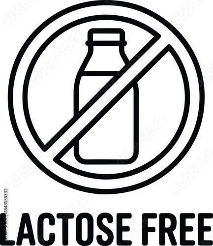 Lactose Free Symbol Black and White Illustration