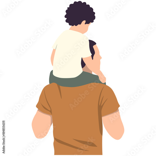 Son Sit on Fathers Shoulder. Fathers Day.