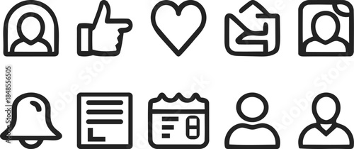 Social Media User Interface Line Icons Set