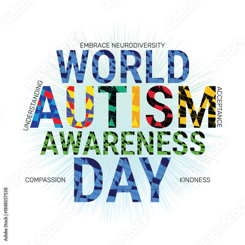 World Autism Awareness Day Typography with Neurodiversity Values