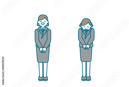 笑顔で挨拶をするビジネスパーソン（女性）