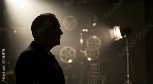 Man Standing in Front of Clock Display.