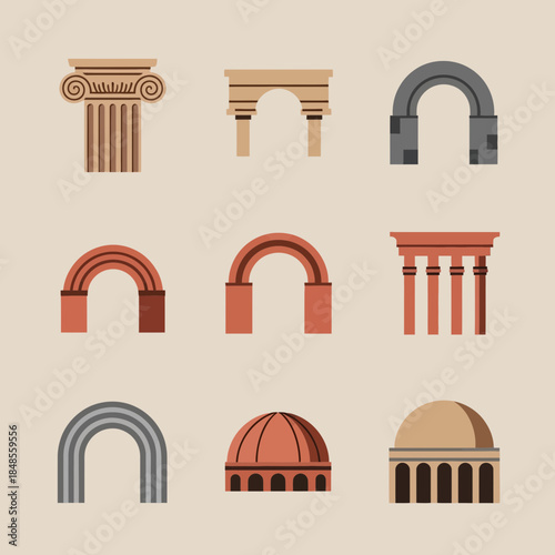 Discover timeless architectural elements including classic columns, elegant arches, and majestic domes for your next design project.