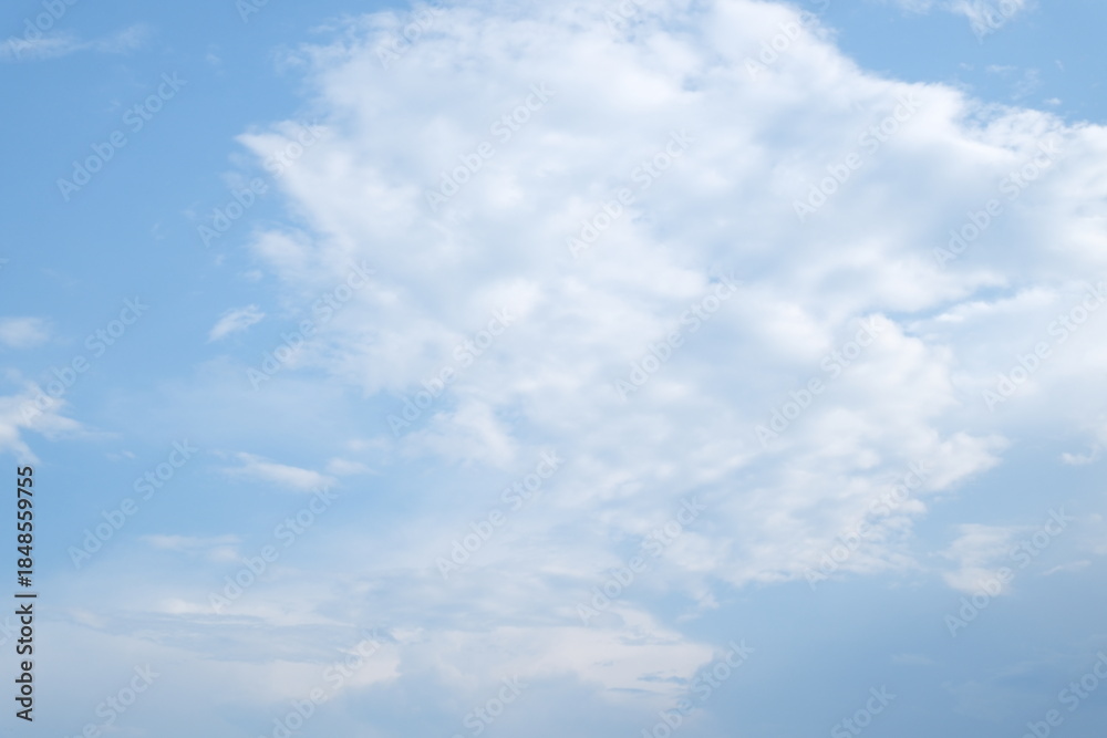 Obraz premium Summer blue sky cloud gradient light white background. Gloomy vivid cyan landscape in environment day horizon skyline view spring wind. High quality photo