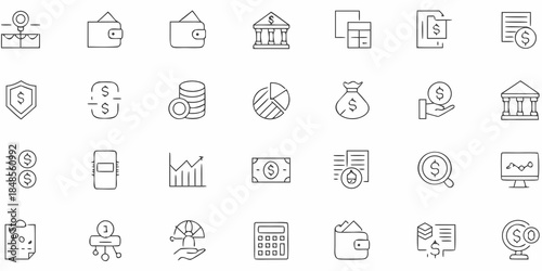 set of icons of church in different styles