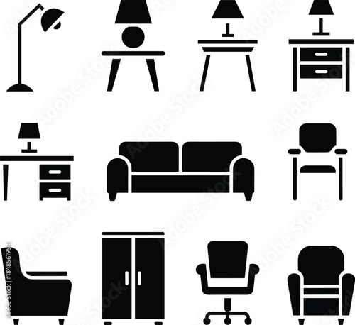 Black and White Office Furniture Set desk