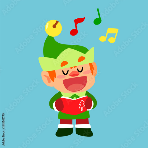 Christmas Elf Singing with Songbook
