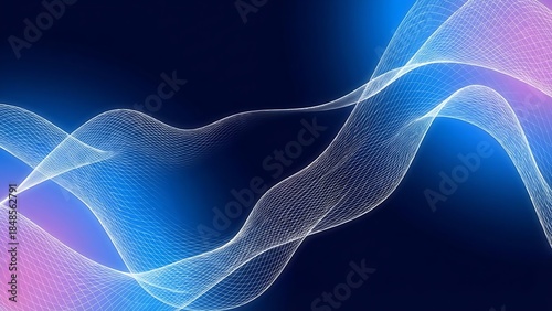 Smooth abstract blue background featuring 3d fractal waves and light smoke patterns with a motion of curved lines on a dark backdrop for a creative art wallpaper design