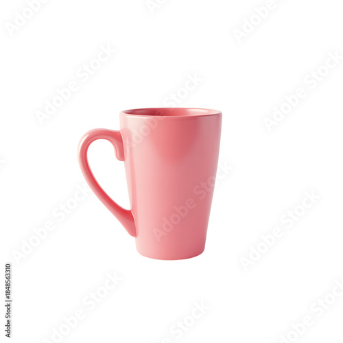Pink ceramic mug isolated on transparent background